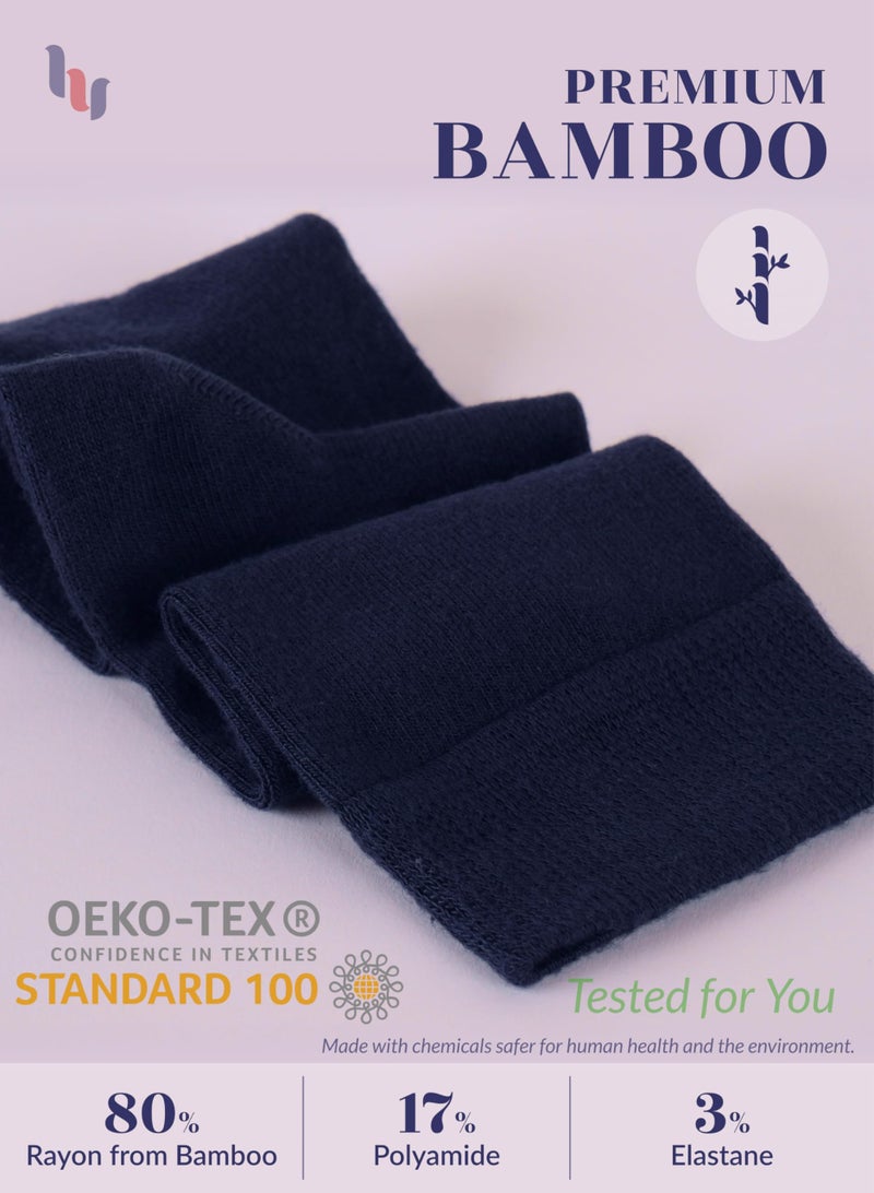 Hugh Ugoli Girls Boys Kids School Uniform Long Dress Socks, Extremely Soft, Comfortable, Rayon derived from Bamboo, Chemical-Free, 3 Pairs Navy Blue | 12-14 Years - Image 5